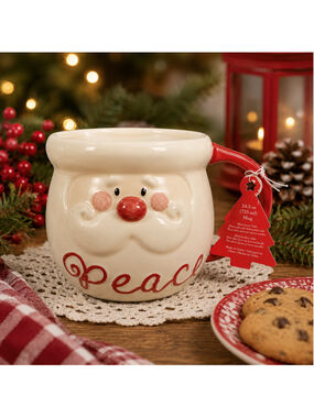 Global Design Santa Face Peace Christmas Mug 24.5 oz Ceramic Holiday Coffee Cup